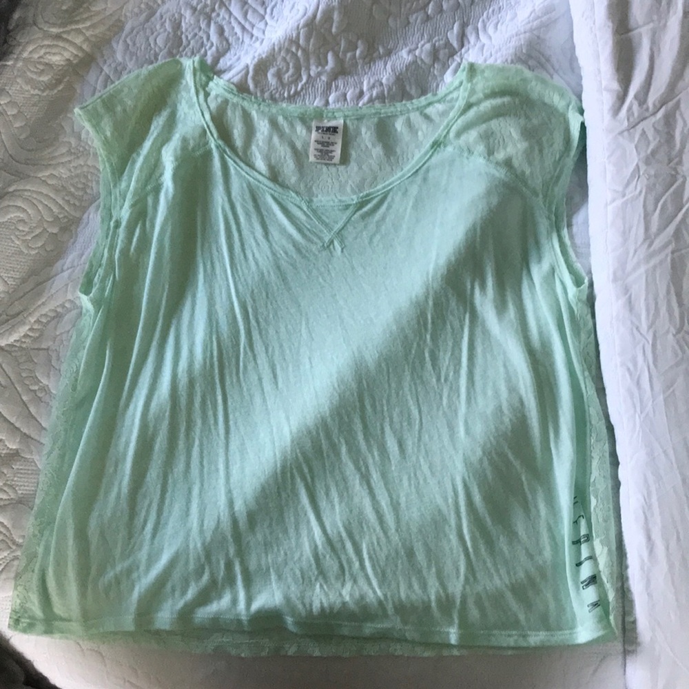 PINK lace back shirt